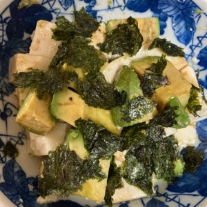超特急レシピ♡豆腐とアボカドと韓国海苔のサラダ